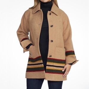 New with Tags Pendleton Walker Striped Wool Pea Coat Flip-Cuffs XL